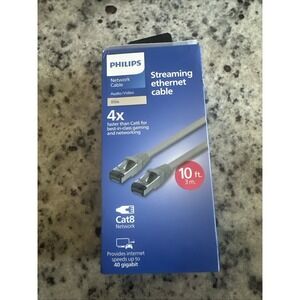 Philips 10ft Cat8 RJ45 Network Ethernet Cable 40Gbps Streaming Gaming - Gray
